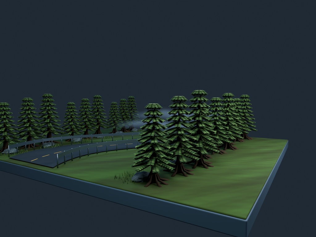 【3D背景】089 霧の山道 / Misty Mountain Road【FBX・GLB・BLEND】