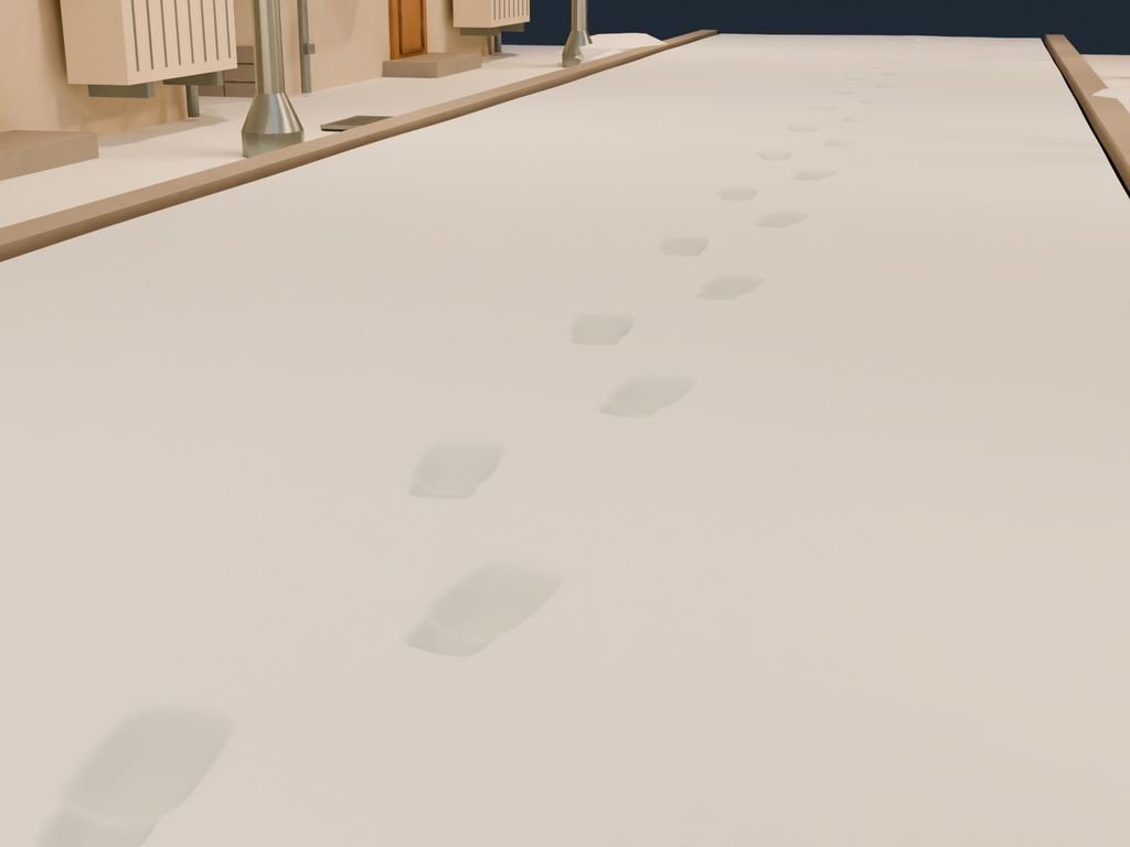 【3D背景】093 雪の夜道 / Snowy Night Road【FBX・GLB・BLEND】