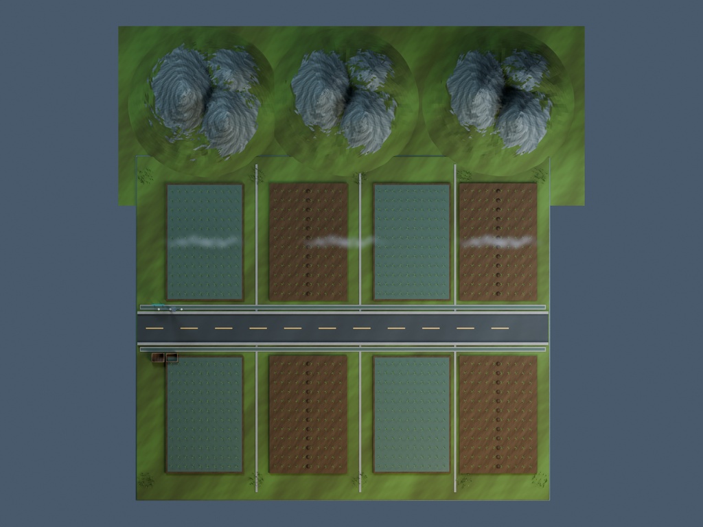 【3D背景】094 朝靄の田園 / Morning Mist Fields【FBX・GLB・BLEND】