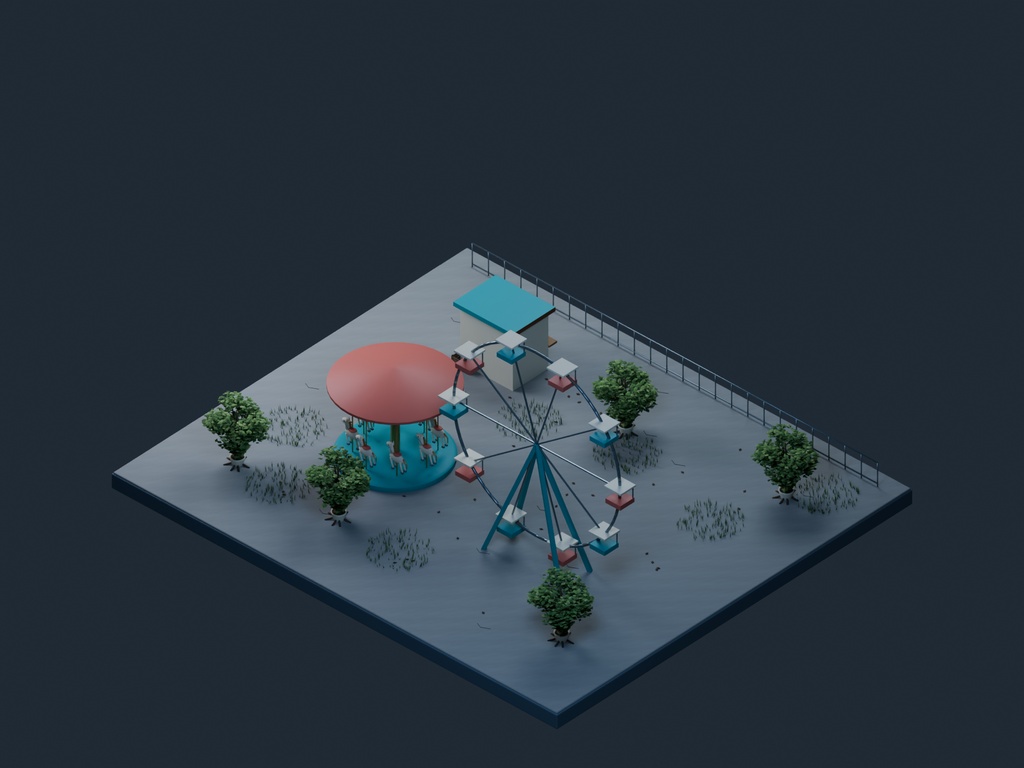 【3D背景】095 廃遊園地 / Abandoned Park【FBX・GLB・BLEND】