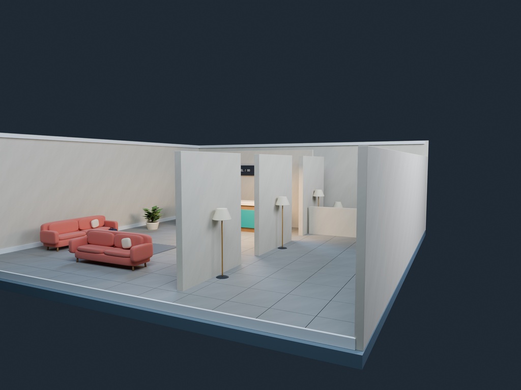 【3D背景】096 無人ホテル / Empty Hotel【FBX・GLB・BLEND】