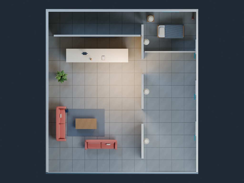 【3D背景】096 無人ホテル / Empty Hotel【FBX・GLB・BLEND】