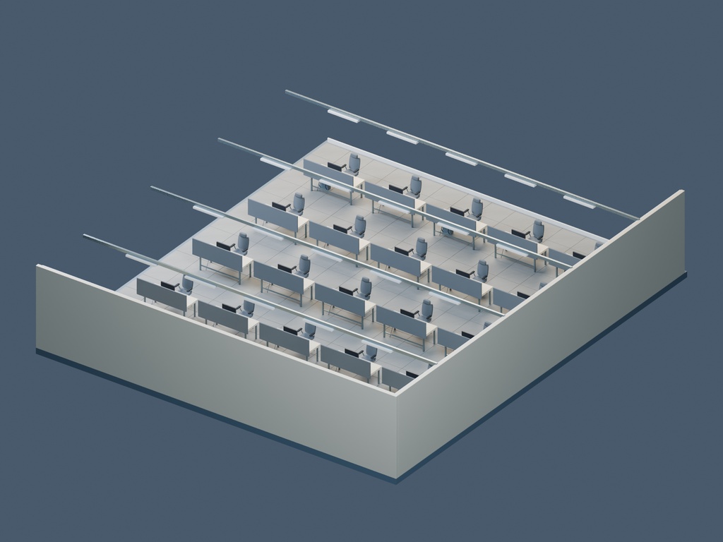 【3D背景】097 終わらないオフィス / Endless Office【FBX・GLB・BLEND】