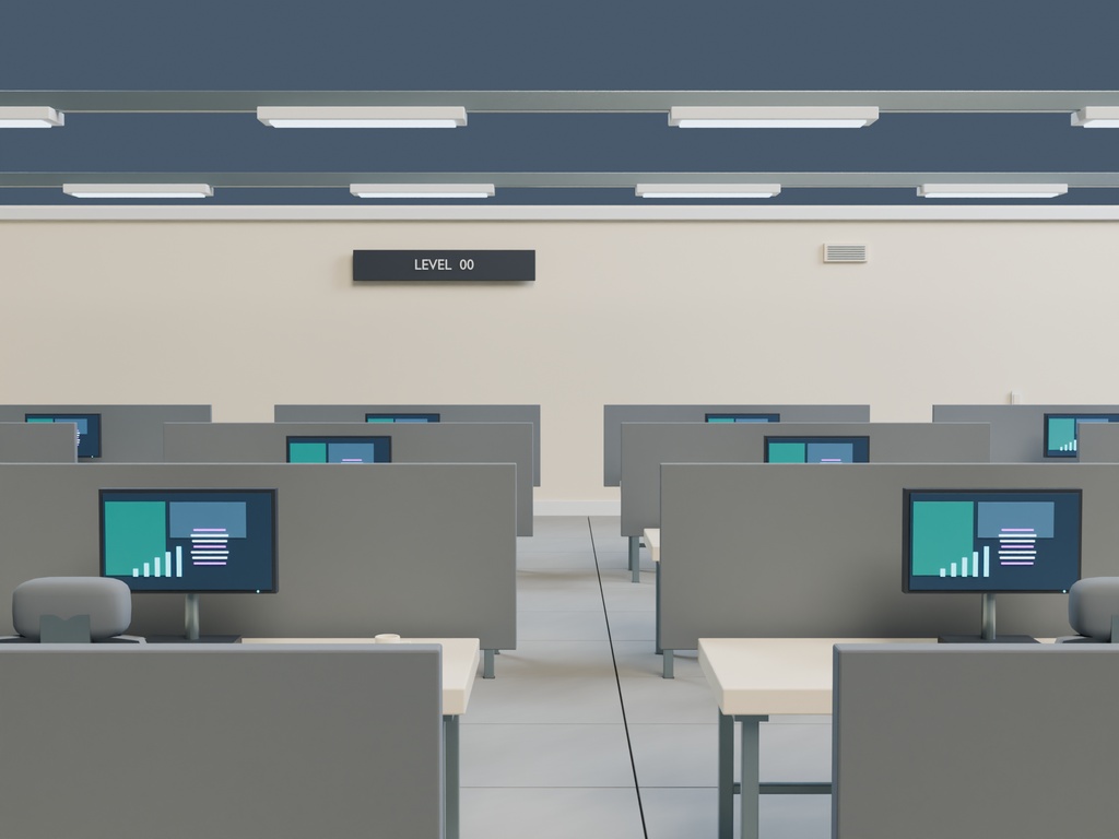 【3D背景】097 終わらないオフィス / Endless Office【FBX・GLB・BLEND】