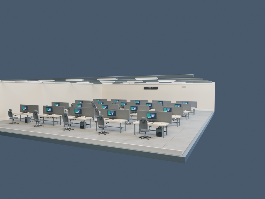 【3D背景】097 終わらないオフィス / Endless Office【FBX・GLB・BLEND】
