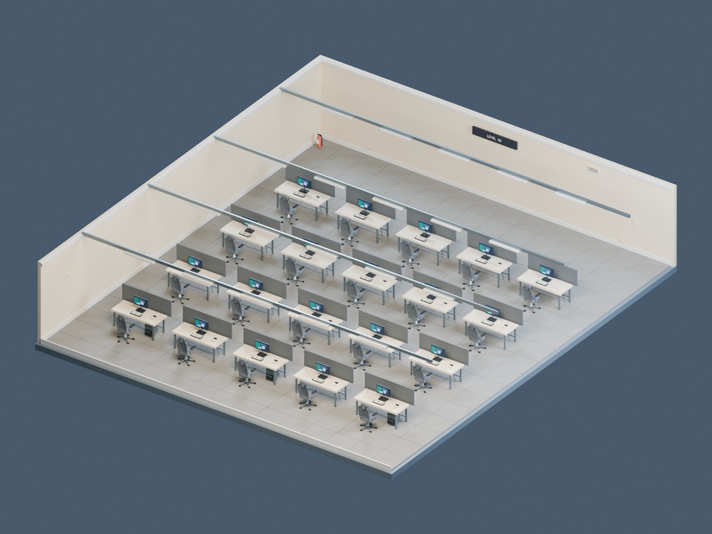 【3D背景】097 終わらないオフィス / Endless Office【FBX・GLB・BLEND】