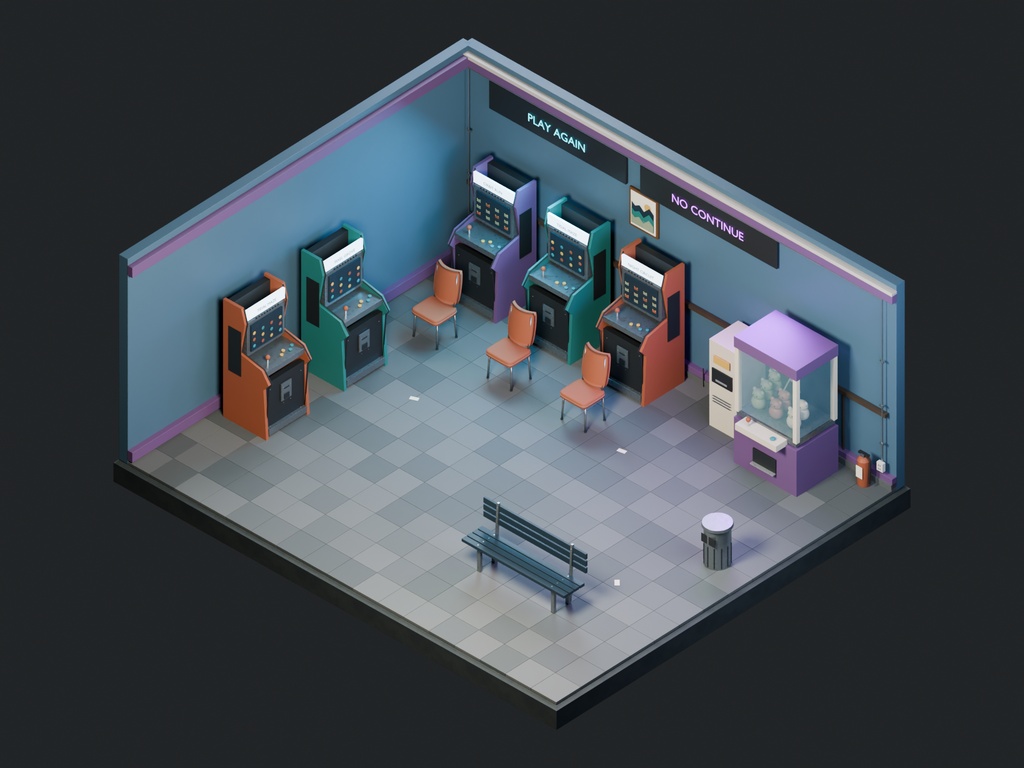 【3D背景】101 忘れられたゲームセンター / Forgotten Arcade【FBX・GLB・BLEND】