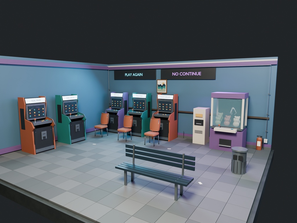 【3D背景】101 忘れられたゲームセンター / Forgotten Arcade【FBX・GLB・BLEND】