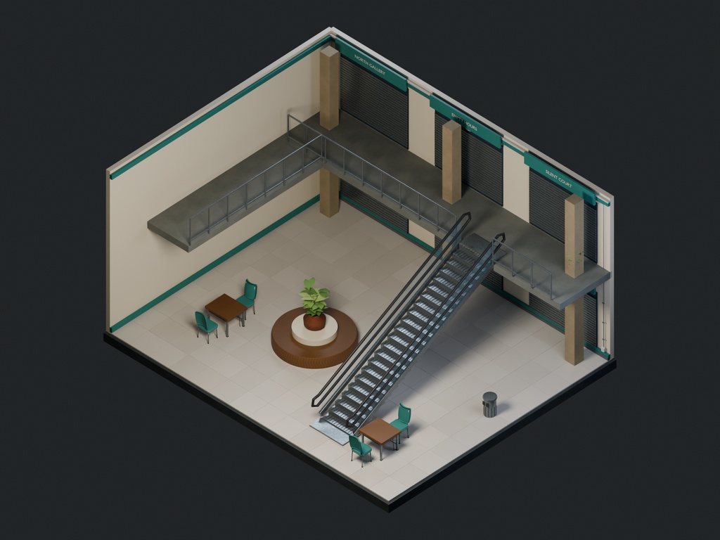 【3D背景】102 誰もいないショッピングモール / Empty Mall【FBX・GLB・BLEND】