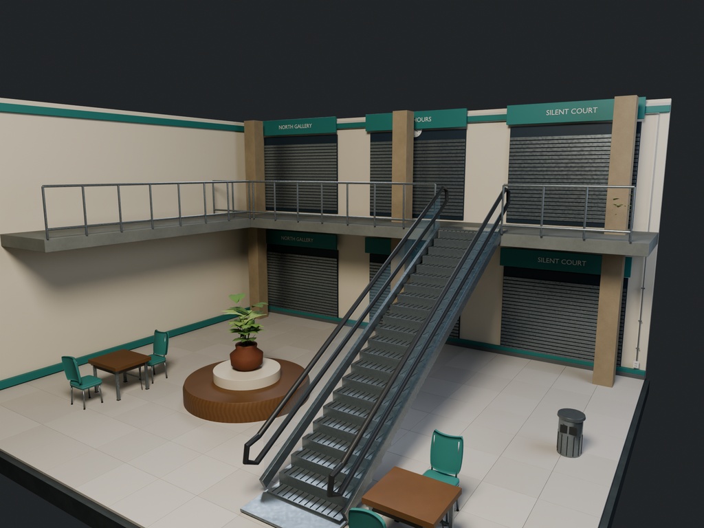 【3D背景】102 誰もいないショッピングモール / Empty Mall【FBX・GLB・BLEND】