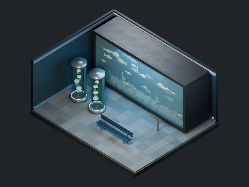 【3D背景】103 水族館の夜 / Aquarium After Hours【FBX・GLB・BLEND】