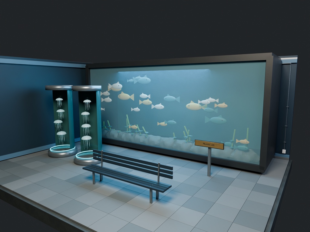 【3D背景】103 水族館の夜 / Aquarium After Hours【FBX・GLB・BLEND】