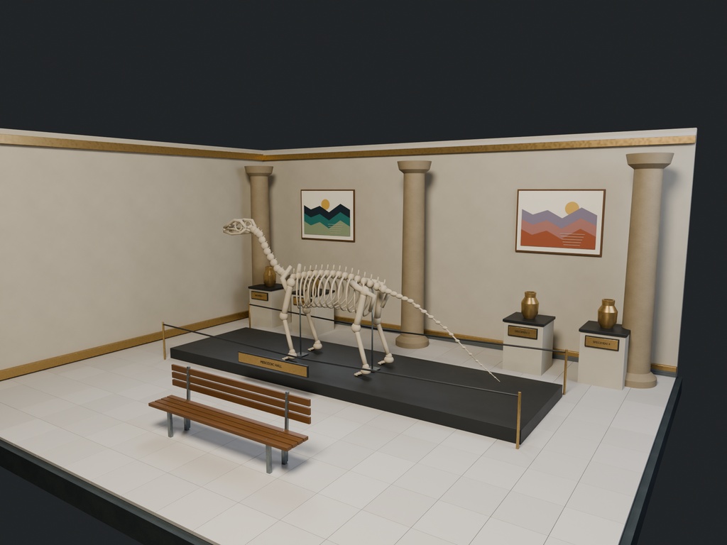 【3D背景】104 閉館後の博物館 / Museum at Night【FBX・GLB・BLEND】