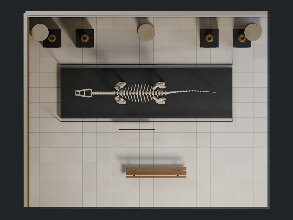 【3D背景】104 閉館後の博物館 / Museum at Night【FBX・GLB・BLEND】