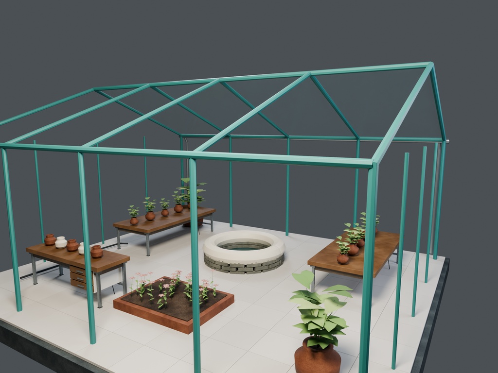 【3D背景】106 夜明けの温室 / Dawn Conservatory【FBX・GLB・BLEND】