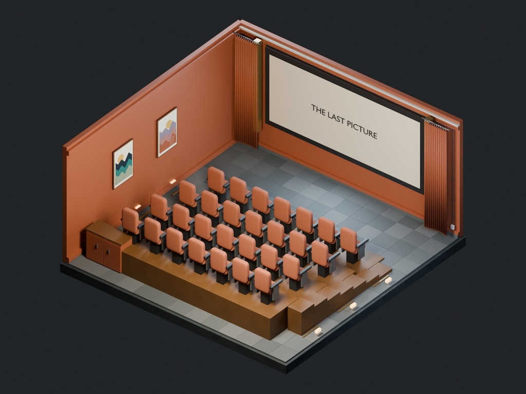 【3D背景】110 最後の上映館 / Last Picture House【FBX・GLB・BLEND】