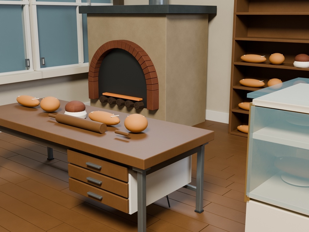 【3D背景】113 坂道のパン工房 / Hillside Bakery【FBX・GLB・BLEND】
