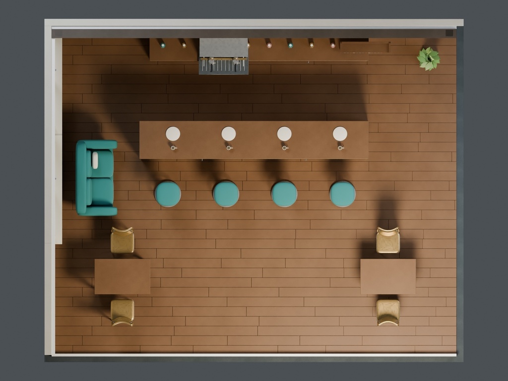 【3D背景】115 琥珀色の喫茶室 / Amber Coffee House【FBX・GLB・BLEND】