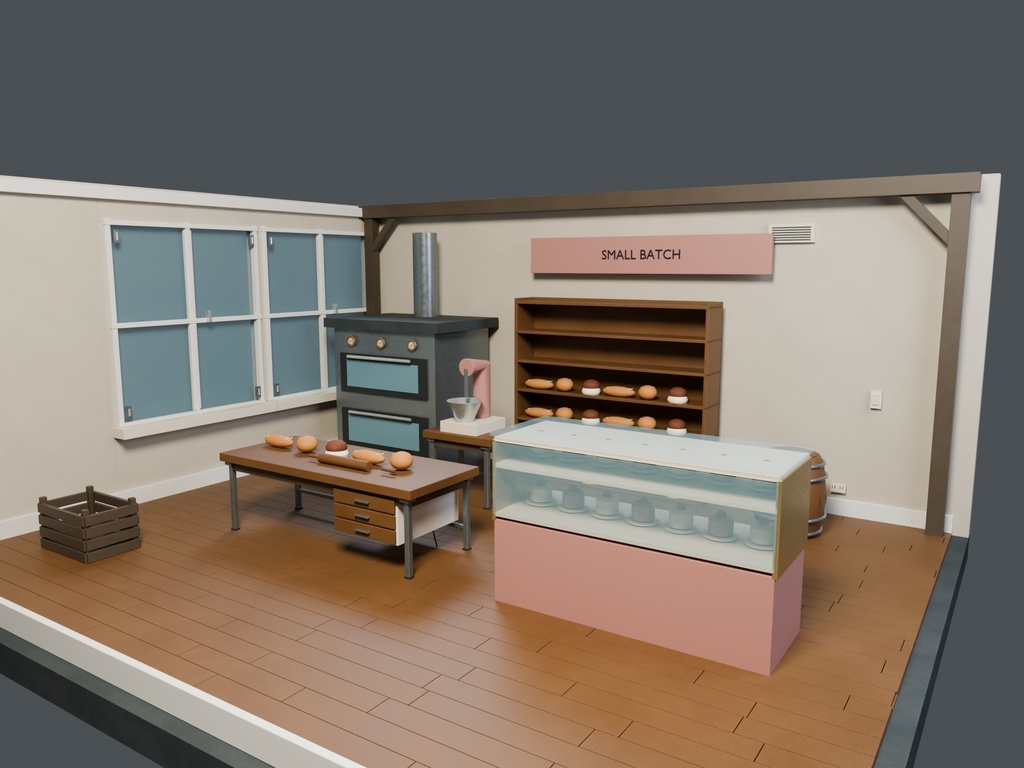 【3D背景】116 小さな菓子工房 / Little Patisserie【FBX・GLB・BLEND】