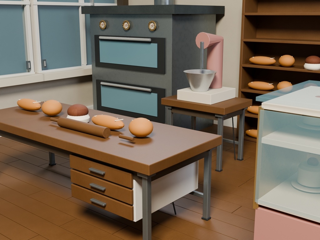 【3D背景】116 小さな菓子工房 / Little Patisserie【FBX・GLB・BLEND】