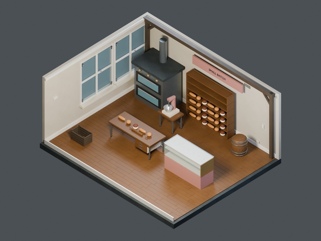 【3D背景】116 小さな菓子工房 / Little Patisserie【FBX・GLB・BLEND】