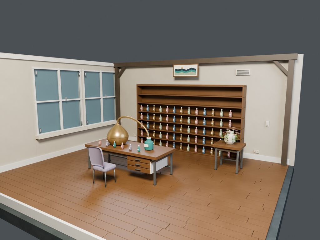【3D背景】117 香水師の隠れ家 / Perfumer Hideaway【FBX・GLB・BLEND】