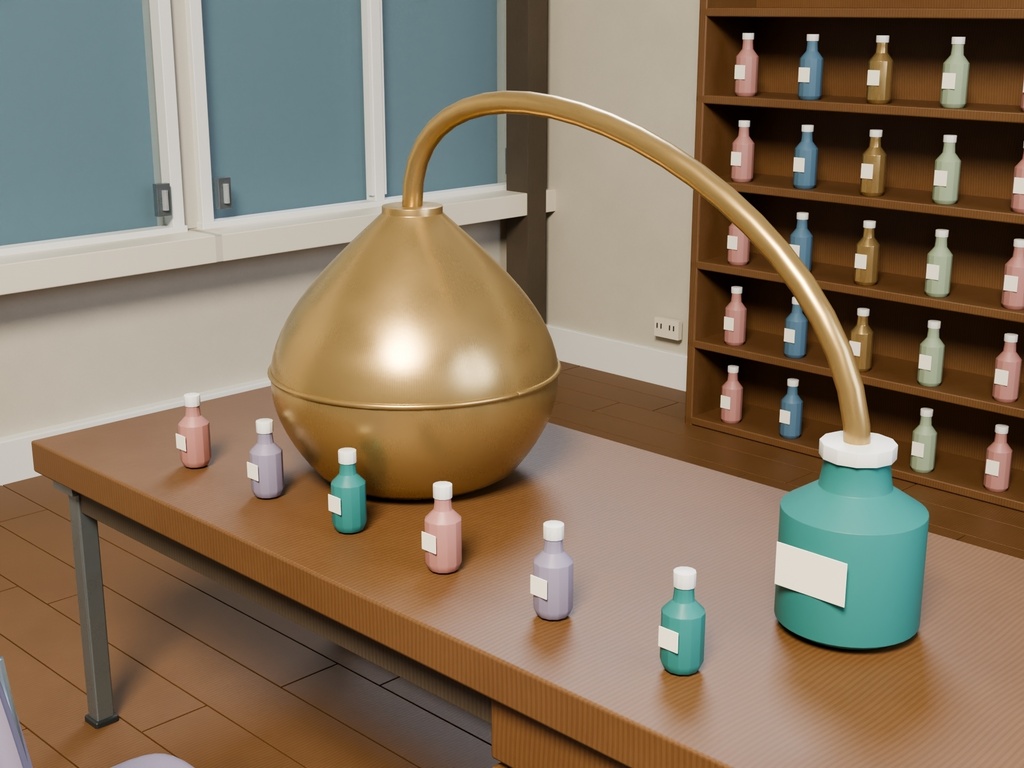 【3D背景】117 香水師の隠れ家 / Perfumer Hideaway【FBX・GLB・BLEND】