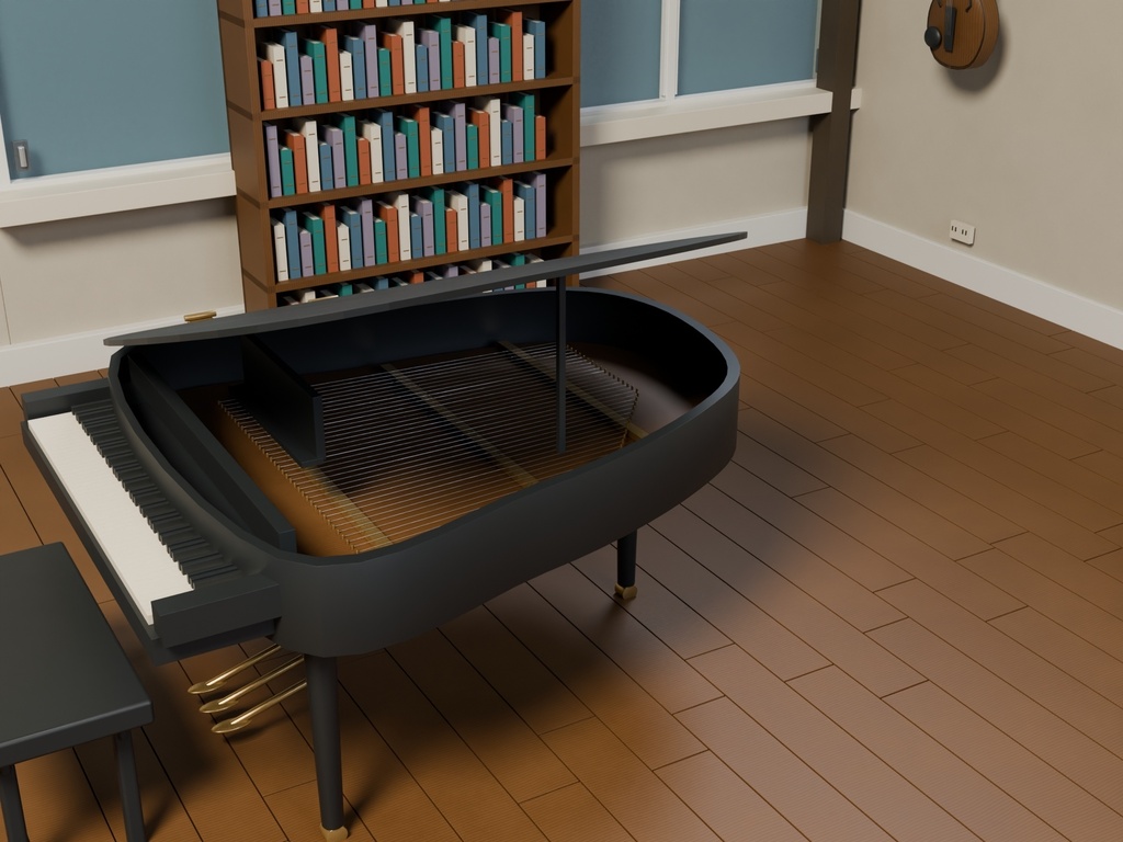 【3D背景】118 弦楽器の展示室 / Strings Gallery【FBX・GLB・BLEND】
