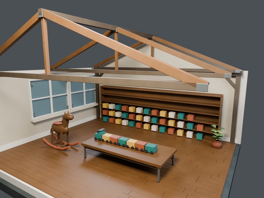 【3D背景】119 屋根裏の玩具店 / Attic Toy Shop【FBX・GLB・BLEND】