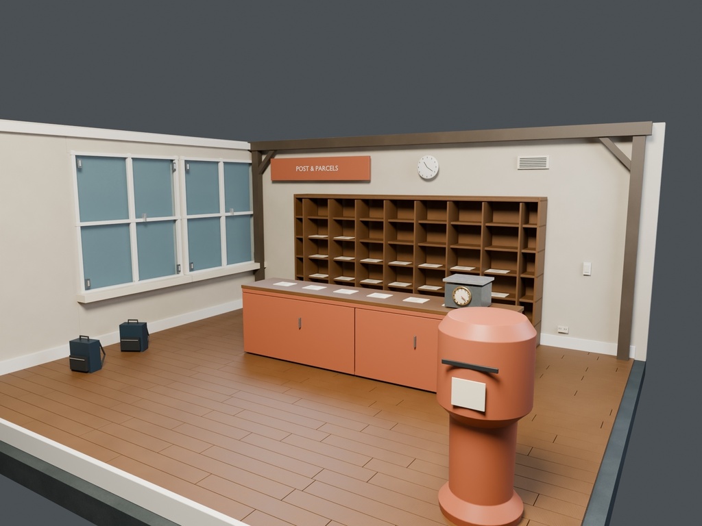 【3D背景】120 岬の郵便局 / Cape Post Office【FBX・GLB・BLEND】