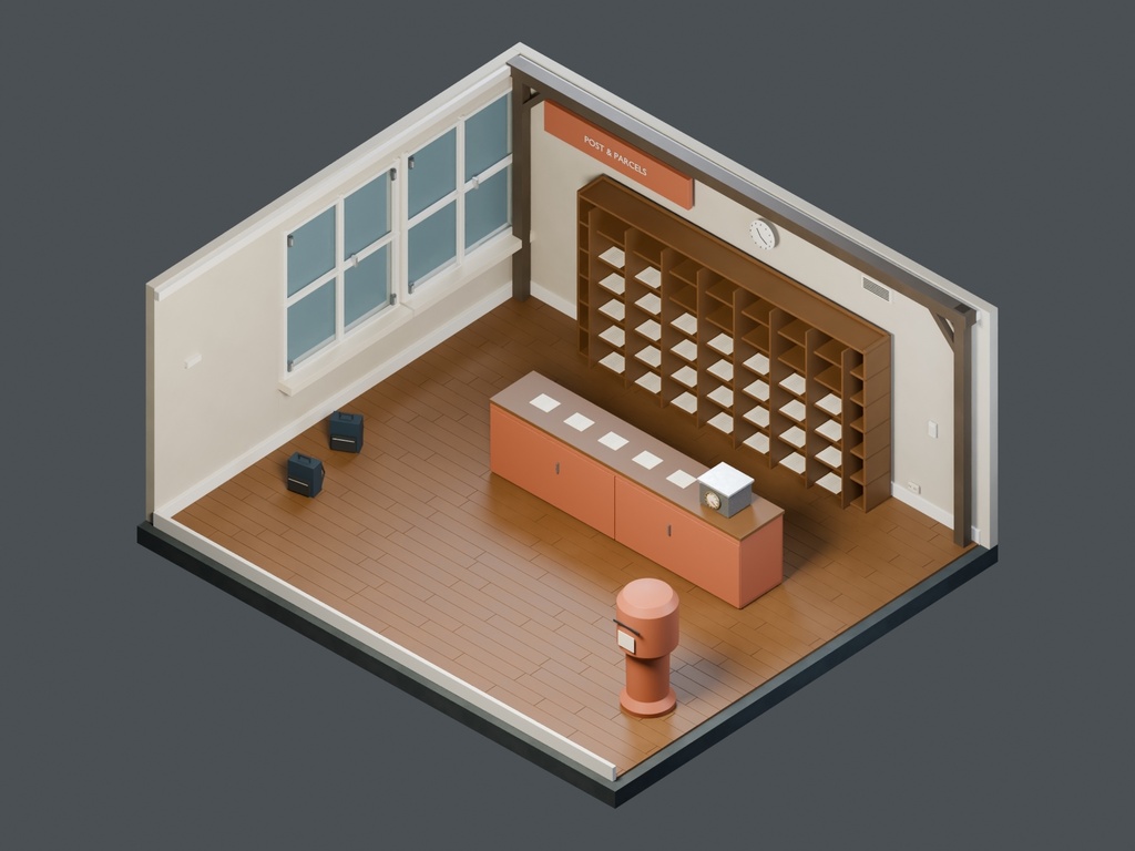 【3D背景】120 岬の郵便局 / Cape Post Office【FBX・GLB・BLEND】