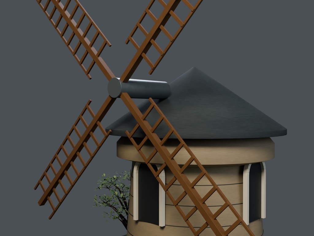 【3D背景】122 風車の丘 / Windmill Hill【FBX・GLB・BLEND】