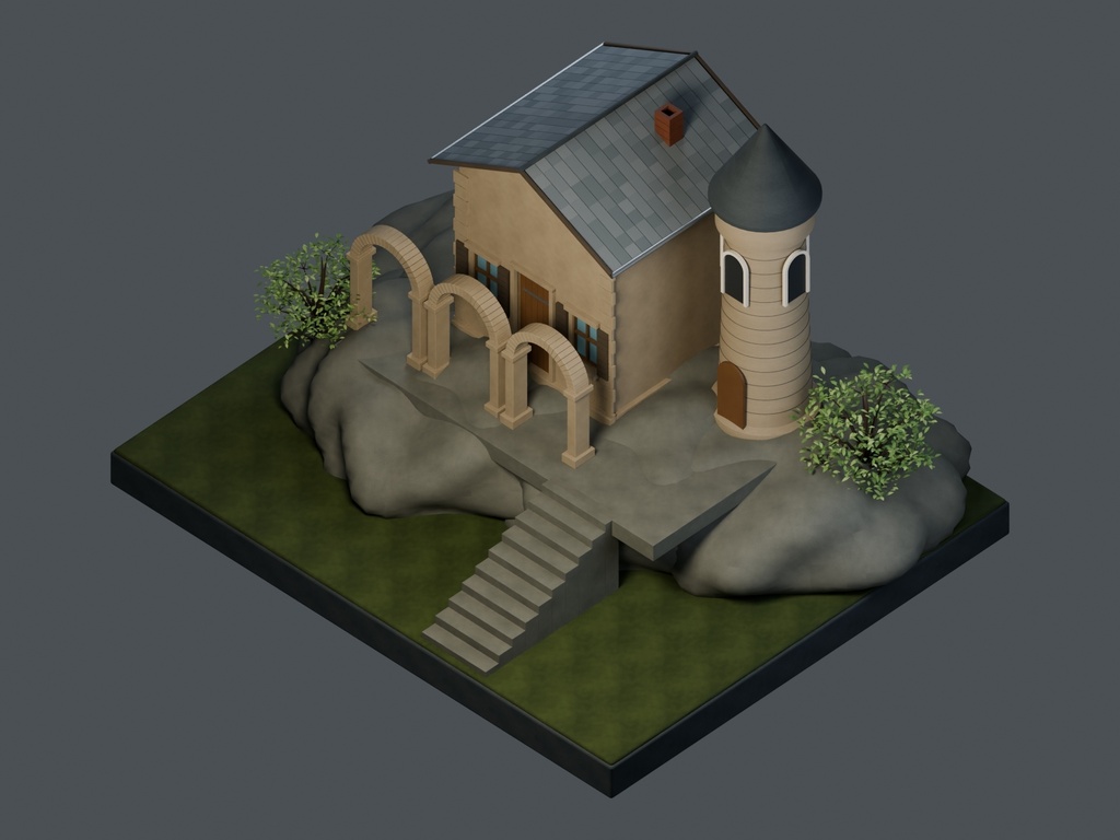 【3D背景】123 断崖の修道院 / Cliff Monastery【FBX・GLB・BLEND】