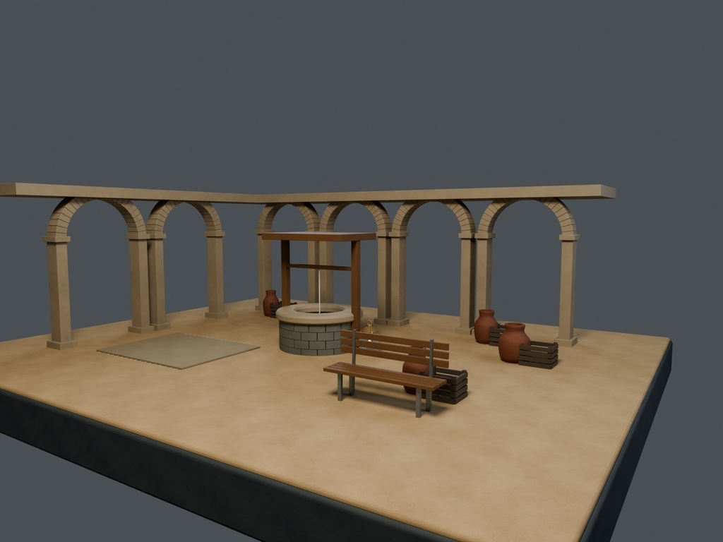 【3D背景】124 砂漠の隊商宿 / Desert Caravanserai【FBX・GLB・BLEND】