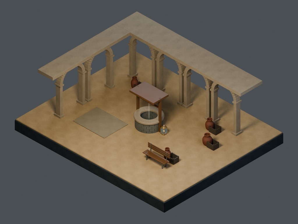 【3D背景】124 砂漠の隊商宿 / Desert Caravanserai【FBX・GLB・BLEND】