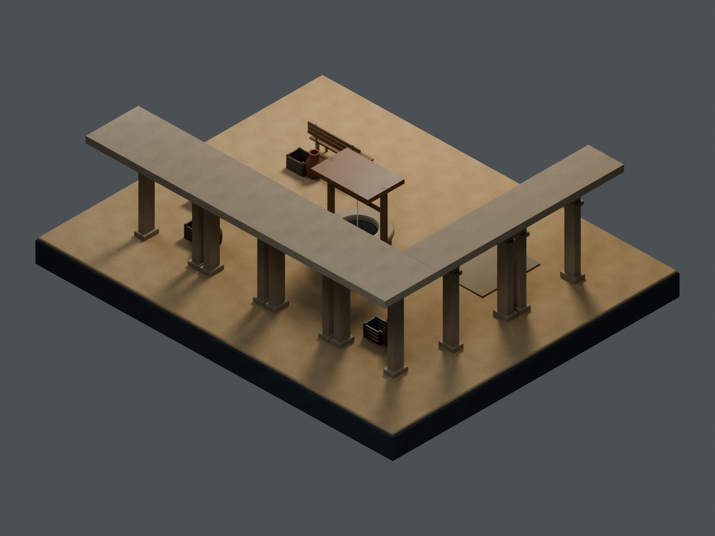 【3D背景】124 砂漠の隊商宿 / Desert Caravanserai【FBX・GLB・BLEND】