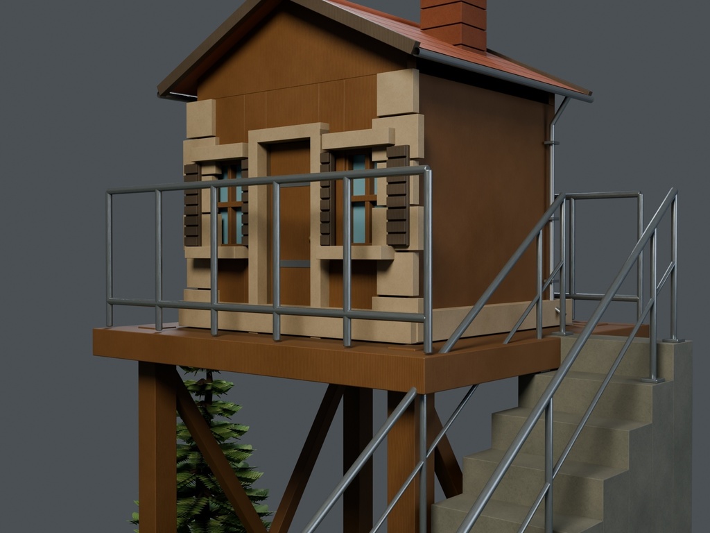 【3D背景】126 高原の見張り塔 / Alpine Watchtower【FBX・GLB・BLEND】