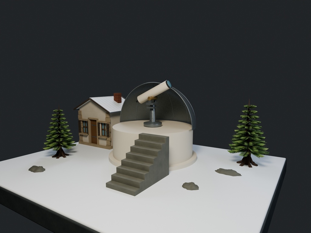 【3D背景】128 雪山の天文台 / Snow Observatory【FBX・GLB・BLEND】