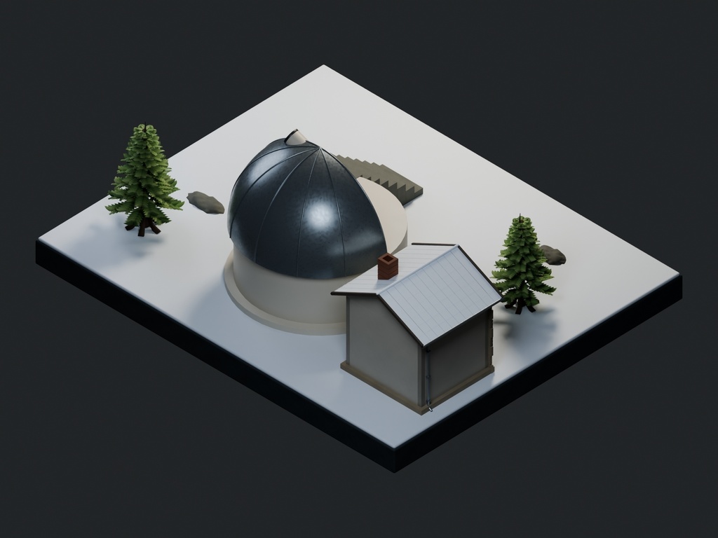 【3D背景】128 雪山の天文台 / Snow Observatory【FBX・GLB・BLEND】