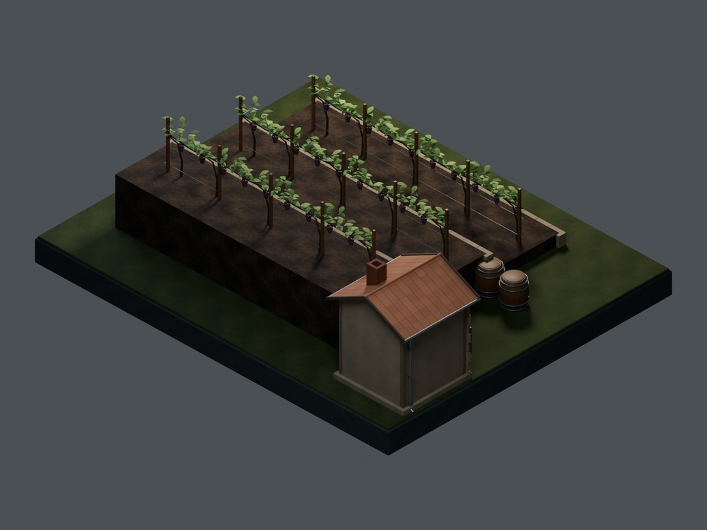 【3D背景】129 斜面の葡萄畑 / Terraced Vineyard【FBX・GLB・BLEND】
