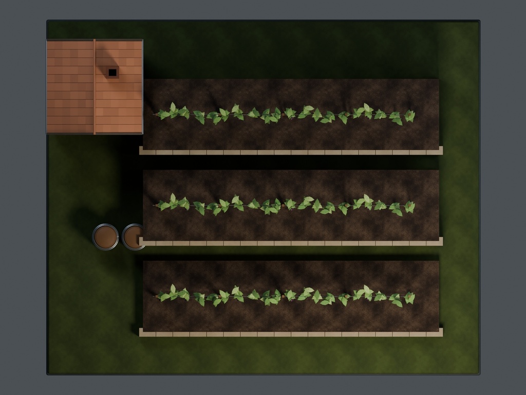 【3D背景】129 斜面の葡萄畑 / Terraced Vineyard【FBX・GLB・BLEND】
