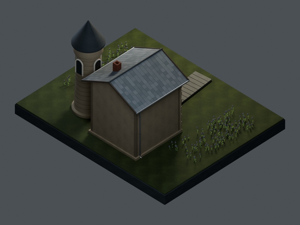 【3D背景】130 ラベンダーの礼拝堂 / Lavender Chapel【FBX・GLB・BLEND】