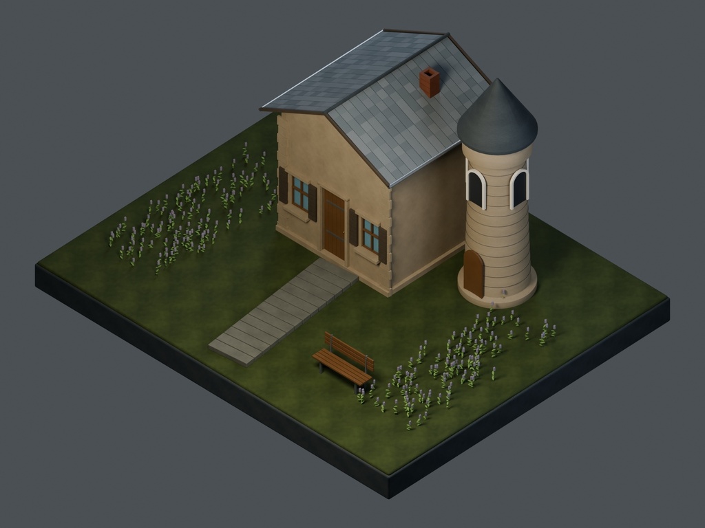 【3D背景】130 ラベンダーの礼拝堂 / Lavender Chapel【FBX・GLB・BLEND】