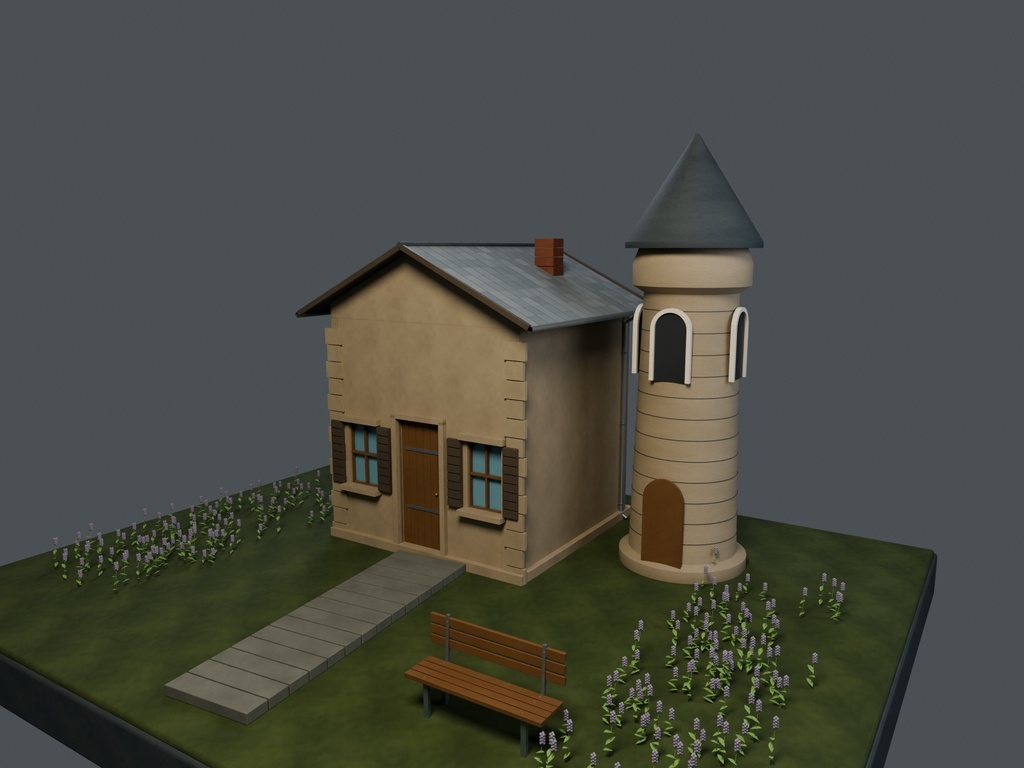 【3D背景】130 ラベンダーの礼拝堂 / Lavender Chapel【FBX・GLB・BLEND】