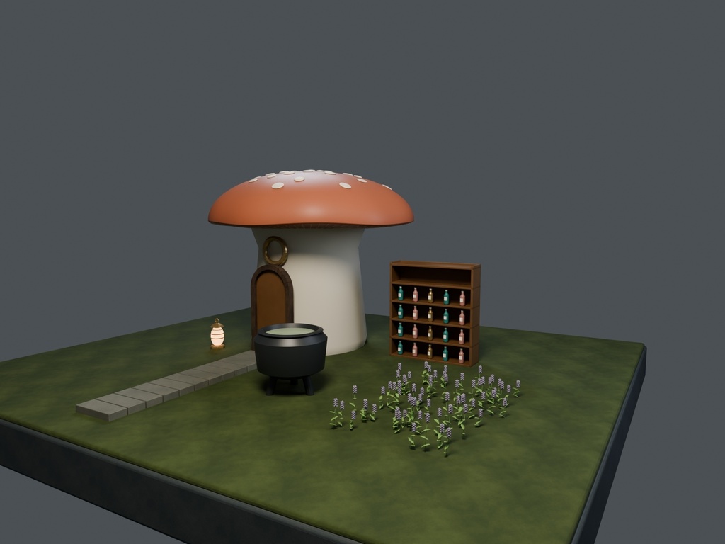 【3D背景】131 茸の薬草店 / Mushroom Apothecary【FBX・GLB・BLEND】