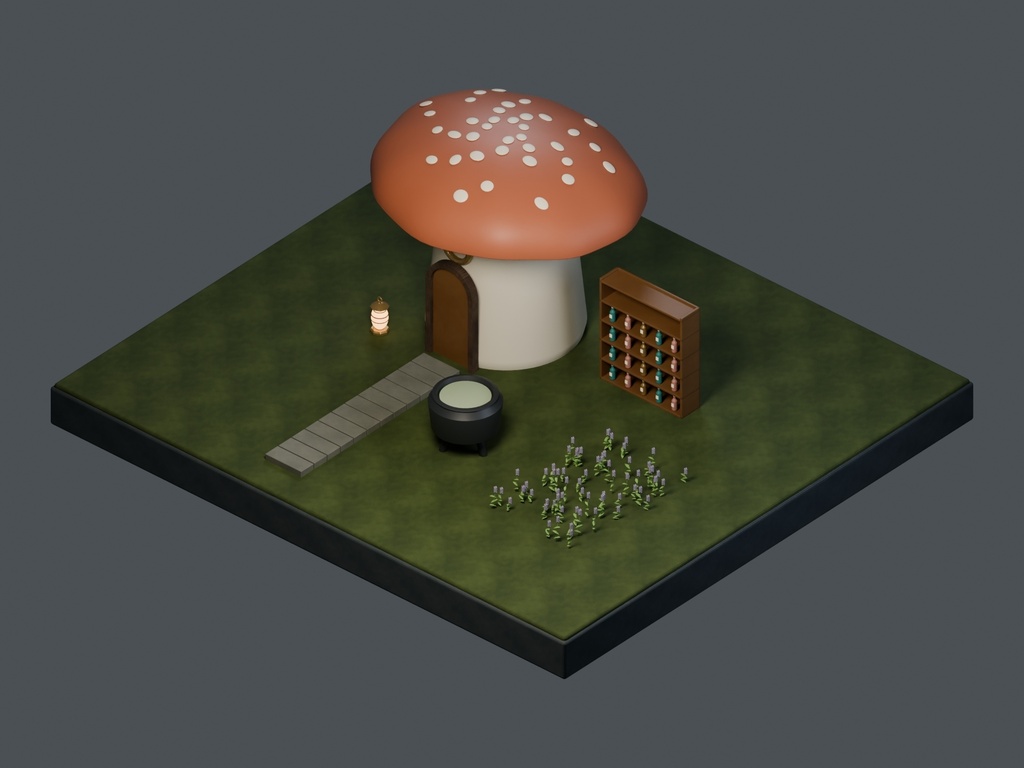【3D背景】131 茸の薬草店 / Mushroom Apothecary【FBX・GLB・BLEND】