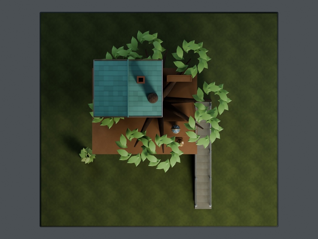 【3D背景】132 巨木の空中書斎 / Treetop Study【FBX・GLB・BLEND】