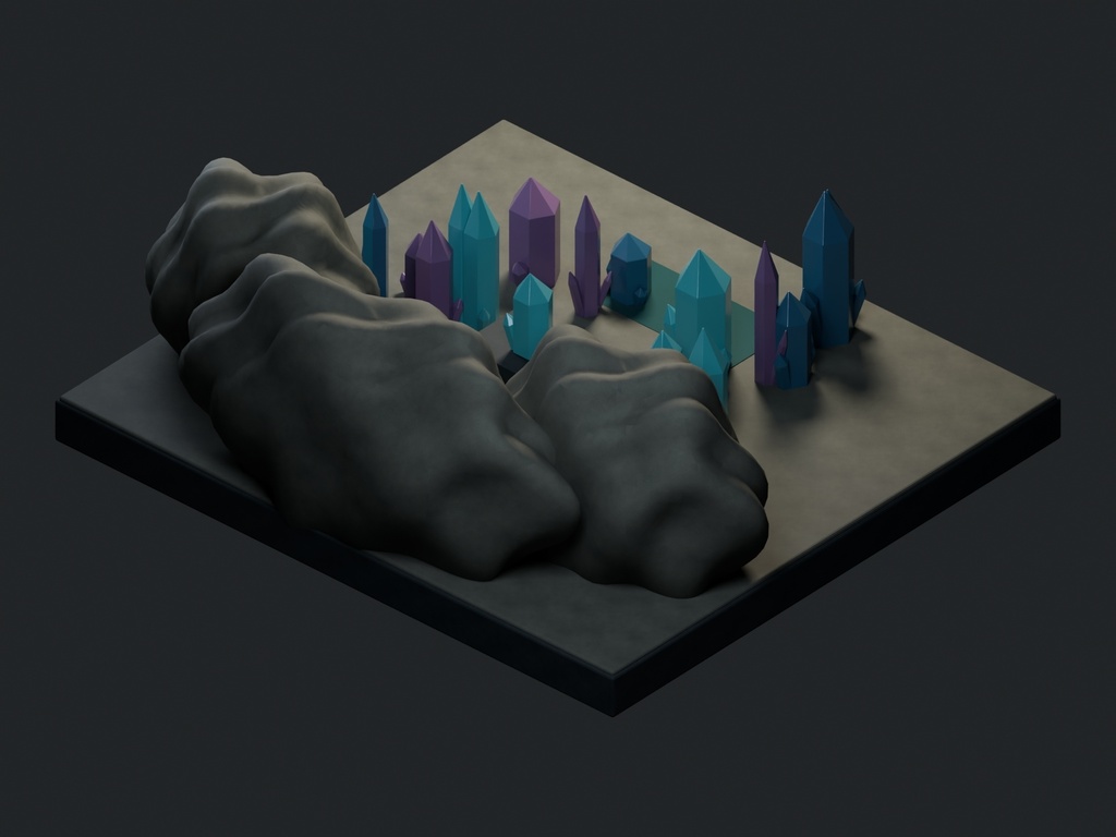 【3D背景】133 水晶洞窟の祭壇 / Crystal Cave Altar【FBX・GLB・BLEND】