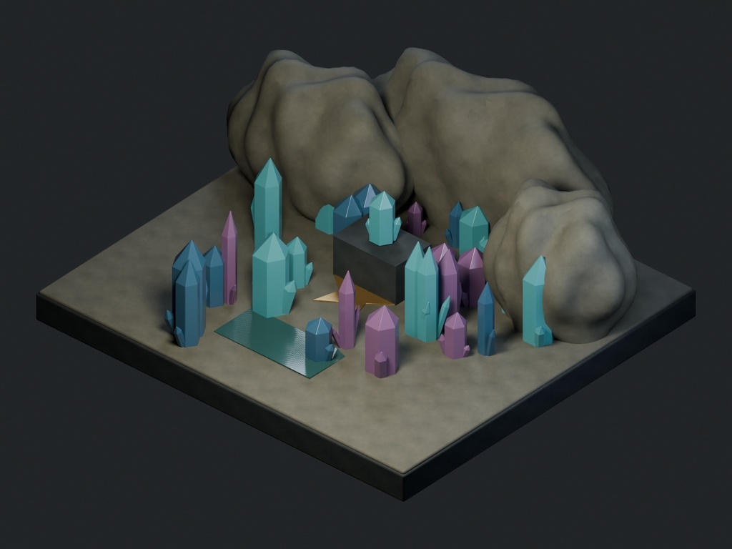 【3D背景】133 水晶洞窟の祭壇 / Crystal Cave Altar【FBX・GLB・BLEND】