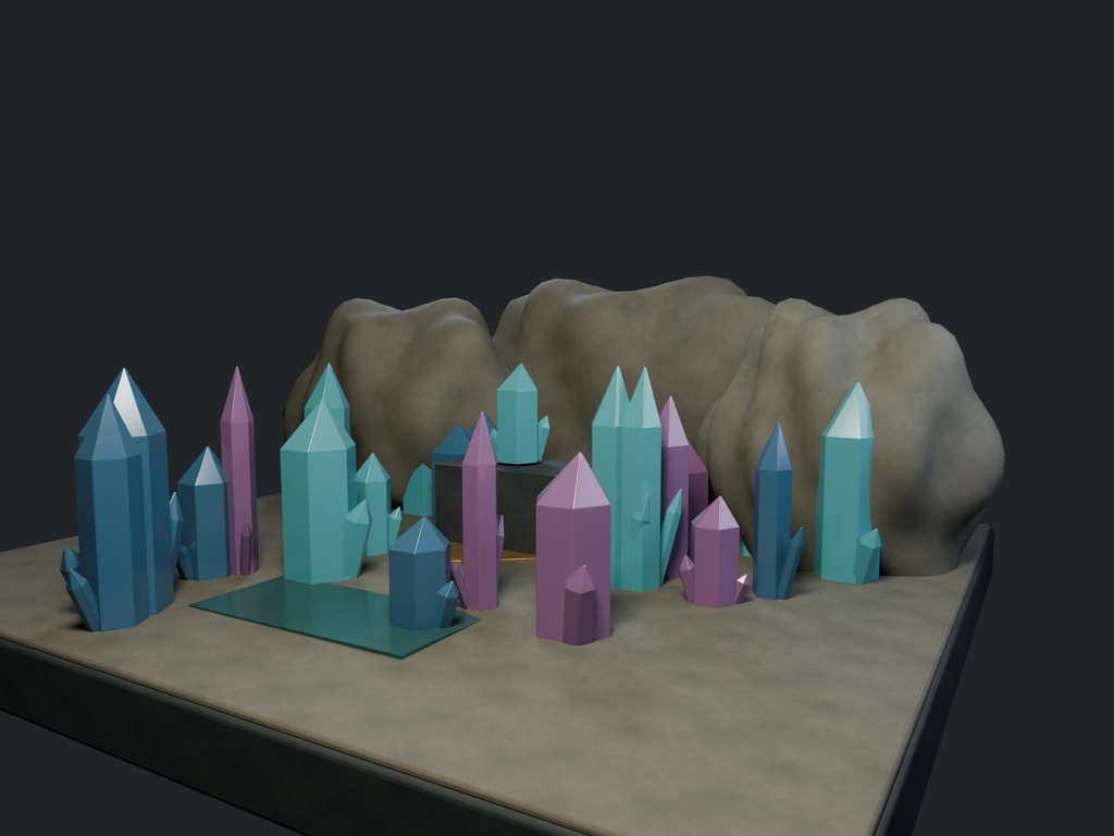 【3D背景】133 水晶洞窟の祭壇 / Crystal Cave Altar【FBX・GLB・BLEND】